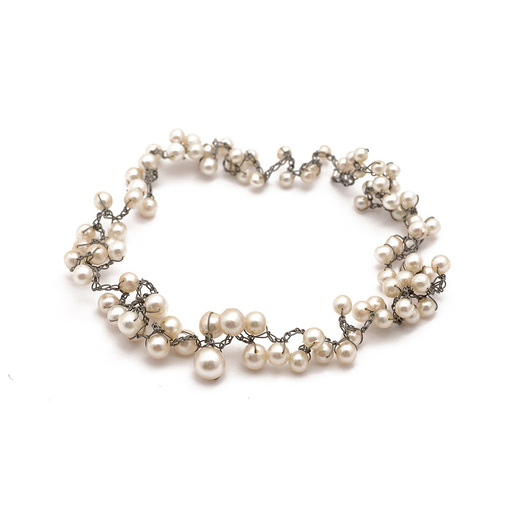 Perlenkette aus Edelstahl, nachhaltiger second hand Schmuck perfekt aufgearbeitet