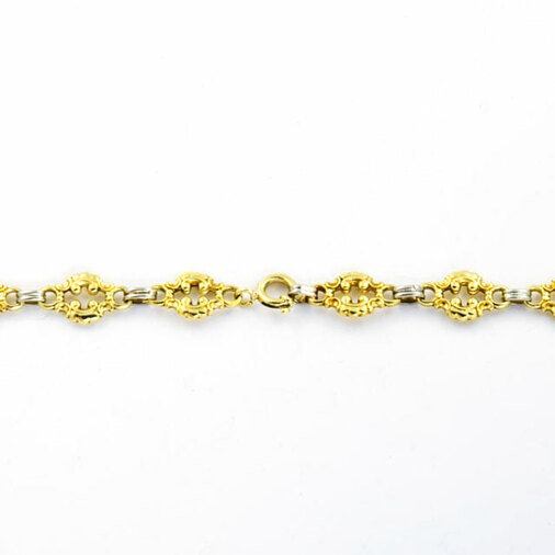 Halskette aus 585 Gelb- und Weißgold, nachhaltiger second hand Schmuck perfekt aufgearbeitet