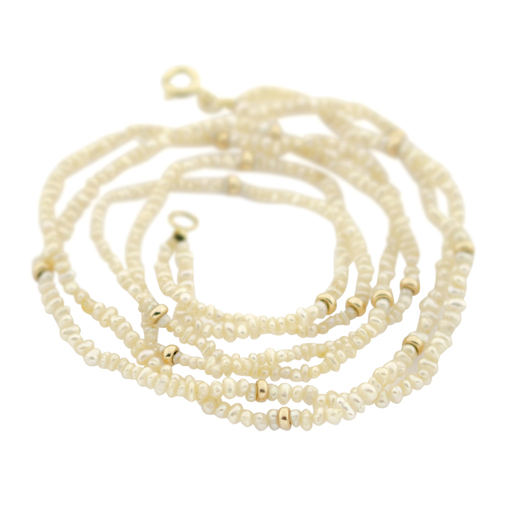 Perlenkette mit Zwischenteilen und Schließe aus 750 Gelbgold, nachhaltiger second hand Schmuck perfekt aufgearbeitet