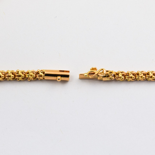 Halskette aus 750 Gelbgold mit Perle und Achat, nachhaltiger second hand Schmuck perfekt aufgearbeitet