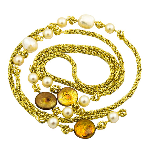 Halskette aus 585 Gelbgold mit Perle, nachhaltiger second hand Schmuck perfekt aufgearbeitet