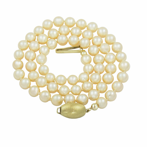Perlenkette mit Schließe aus 585 Gelbgold, nachhaltiger second hand Schmuck perfekt aufgearbeitet