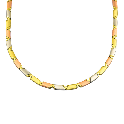 Halskette aus 585 Gelb-, Rot- und Weißgold, nachhaltiger second hand Schmuck perfekt aufgearbeitet