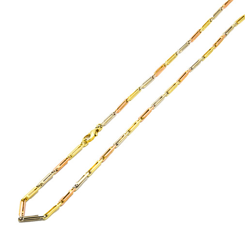 Halskette aus 585 Gelb-, Rot- und Weißgold, 50cm, nachhaltiger second hand Schmuck perfekt aufgearbeitet