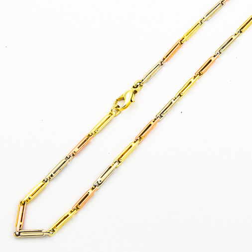 Halskette aus 585 Gelb-, Rot- und Weißgold, 50cm, nachhaltiger second hand Schmuck perfekt aufgearbeitet