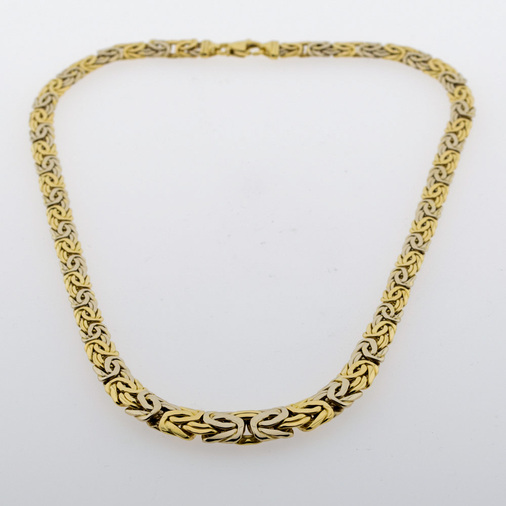 Halskette aus 750 Gelb- und Weißgold, nachhaltiger second hand Schmuck perfekt aufgearbeitet