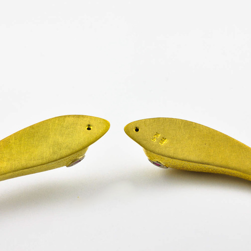 Halsreif Delphine aus 750 Gelb- und Weißgold mit Rubin, hochwertiger second hand Schmuck perfekt aufgearbeitet