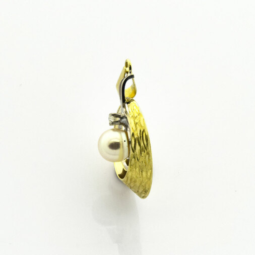 Krämer Perlenanhänger aus 585 Gelb- und Weißgold mit Brillant, nachhaltiger second hand Schmuck perfekt aufgearbeitet