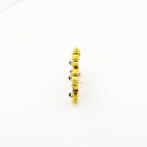 Kreuzanhänger aus 750 Gelb- und Weißgold mit Saphir, nachhaltiger second hand Schmuck perfekt aufgearbeitet