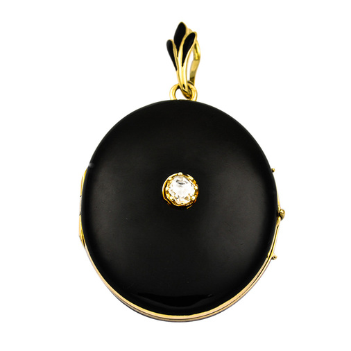 Medaillon aus 585 Gelbgold mit Diamant, hochwertiger second hand Schmuck perfekt aufgearbeitet