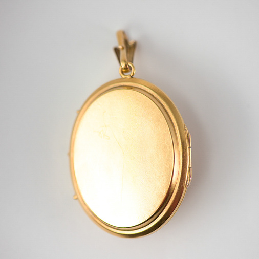 Medaillon aus 585 Gelb- und Rotgold mit Türkis und Perle, hochwertiger second hand Schmuck perfekt aufgearbeitet