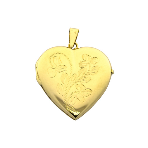 Medaillon Herz aus 585 Gelbgold, nachhaltiger second hand Schmuck perfekt aufgearbeitet