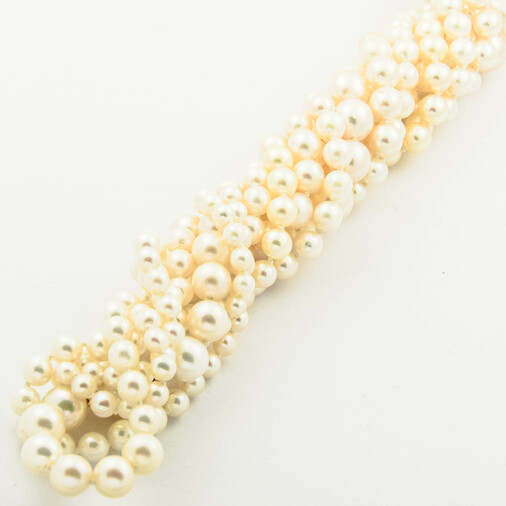 Perlenkette mit Schließe aus 750 Gelbgold, 223 cm, hochwertiger second hand Schmuck perfekt aufgearbeitet