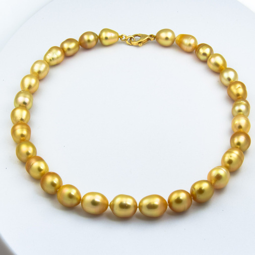 Perlenkette mit Schließe aus 585 Gelbgold, 46 cm, hochwertiger second hand Schmuck perfekt aufgearbeitet