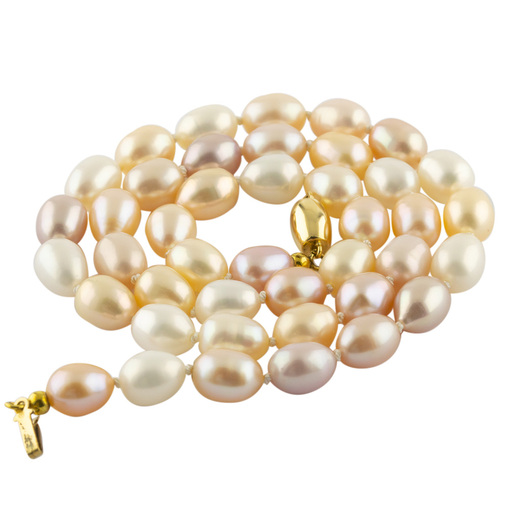 Perlenkette mit Schließe aus 750 Gelbgold, 45 cm, hochwertiger second hand Schmuck perfekt aufgearbeitet