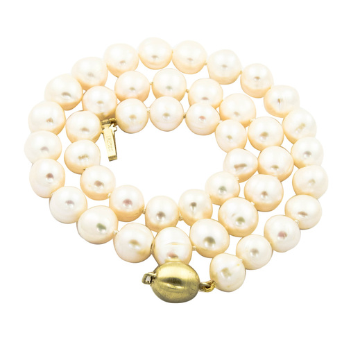 Perlenkette aus 585 Gelbgold mit Perle, nachhaltiger second hand Schmuck perfekt aufgearbeitet