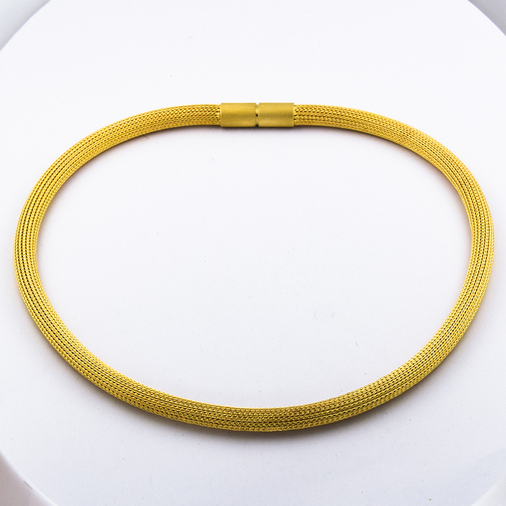 Schotten Strickkette aus 750 Gelbgold, 45,5cm, nachhaltiger second hand Schmuck perfekt aufgearbeitet