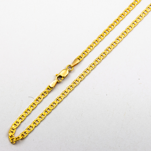 Stegpanzerkette aus 585 Gelbgold, 45cm, nachhaltiger second hand Schmuck perfekt aufgearbeitet
