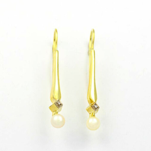 Diamantohrhänger aus 585 Gelbgold, nachhaltiger second hand Schmuck perfekt aufgearbeitet