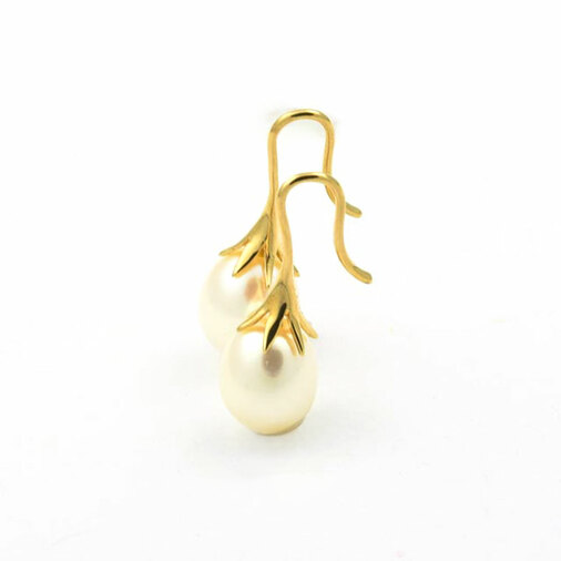 Perlenohrhänger aus 585 Gelbgold, nachhaltiger second hand Schmuck perfekt aufgearbeitet