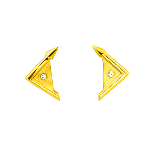 Diamantohrstecker aus 585 Gelbgold, nachhaltiger second hand Schmuck perfekt aufgearbeitet