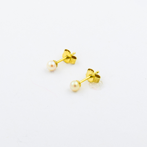 Ohrstecker aus 585 Gelbgold mit Perle, nachhaltiger second hand Schmuck perfekt aufgearbeitet