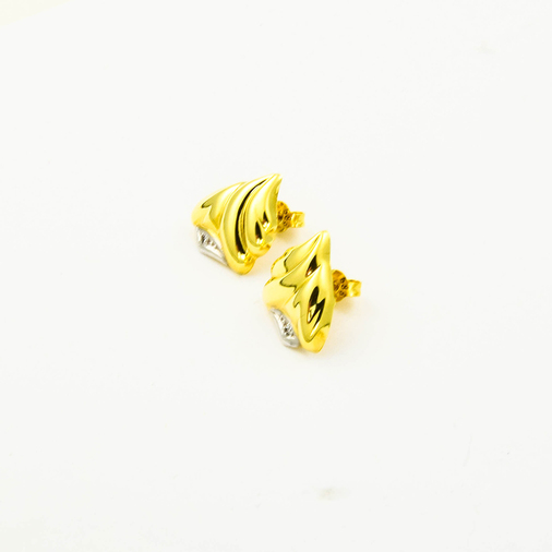 Diamantohrstecker aus 585 Gelb- und Weißgold, nachhaltiger second hand Schmuck perfekt aufgearbeitet