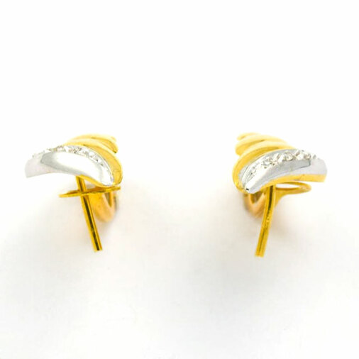Diamantohrstecker aus 750 Gelb- und Weißgold, nachhaltiger second hand Schmuck perfekt aufgearbeitet