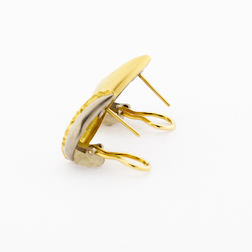 Ohrstecker mit Clipmechanik aus 750 Gelb- und Weißgold mit Brillant, nachhaltiger second hand Schmuck perfekt aufgearbeitet