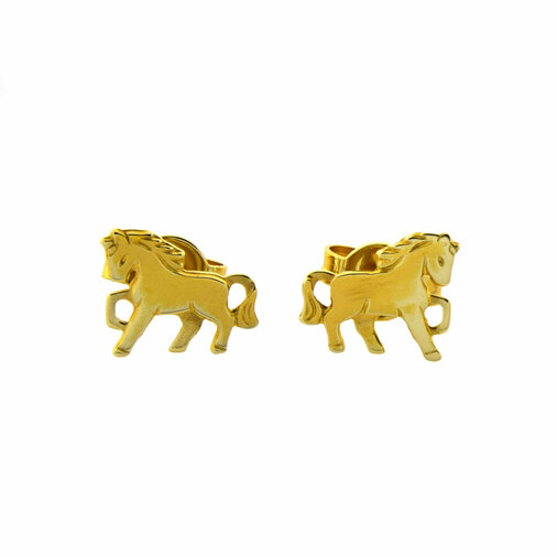 Ohrstecker Pferde aus 585 Gelbgold, nachhaltiger second hand Schmuck perfekt aufgearbeitet
