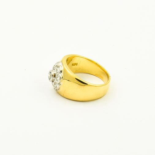 Entourage-Ring aus 750 Gelb- und Weißgold mit Brillant, nachhaltiger second hand Schmuck perfekt aufgearbeitet