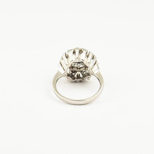 Entourage-Ring aus 585 Weißgold mit Saphir, Diamant und Brillant, nachhaltiger second hand Schmuck perfekt aufgearbeitet