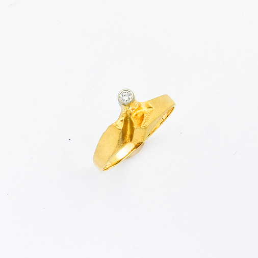 Lapponia Ring aus 750 Gelbgold/Platin mit Brillant, nachhaltiger second hand Schmuck perfekt aufgearbeitet