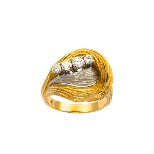 Laudier Ring aus 750 Gelb- und Weißgold mit Brillant, nachhaltiger second hand Schmuck perfekt aufgearbeitet