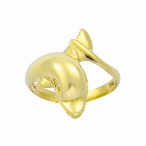 Ring Delphin aus 585 Gelbgold, nachhaltiger second hand Schmuck perfekt aufgearbeitet