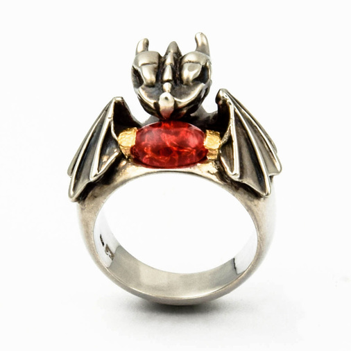 Ring Fledermaus aus 925 Silber/Gold mit Opal, hochwertiger second hand Schmuck perfekt aufgearbeitet