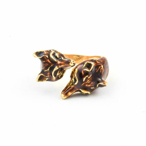 Ring Füchse aus 750 Gelbgold, nachhaltiger second hand Schmuck perfekt aufgearbeitet