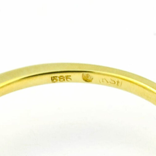 Perlenring aus 585 Gelb- und Roségold mit Diamant, nachhaltiger second hand Schmuck perfekt aufgearbeitet