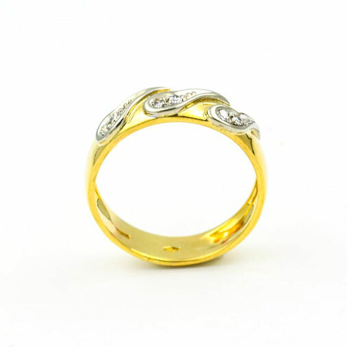 Diamantring aus 750 Gelb- und Weißgold, nachhaltiger second hand Schmuck perfekt aufgearbeitet