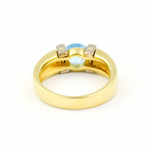 Ring aus 585 Gelb- und Weißgold mit Topas, nachhaltiger second hand Schmuck perfekt aufgearbeitet