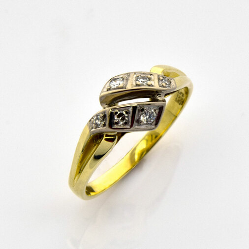 Brillantring aus 585 Gelb- und Weißgold mit Diamant, nachhaltiger second hand Schmuck perfekt aufgearbeitet