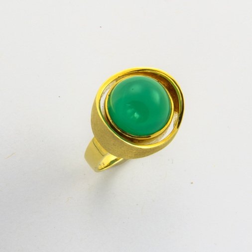 Ring aus 585 Gelbgold mit Achat, hochwertiger second hand Schmuck perfekt aufgearbeitet