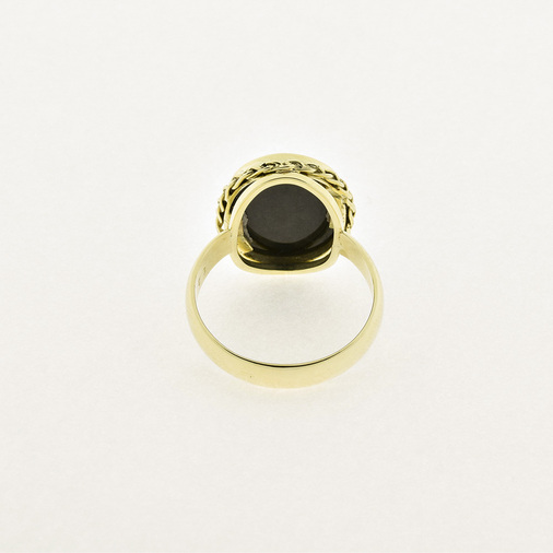 Ring aus 585 Gelbgold mit Achat, nachhaltiger second hand Schmuck perfekt aufgearbeitet