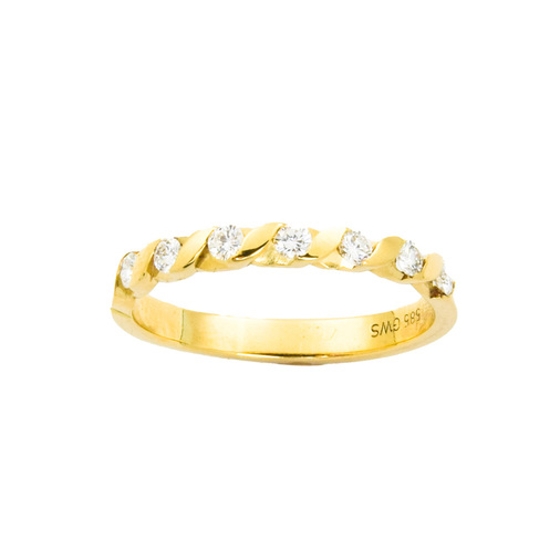 Ring aus 585 Gelbgold mit Brillant, nachhaltiger second hand Schmuck perfekt aufgearbeitet