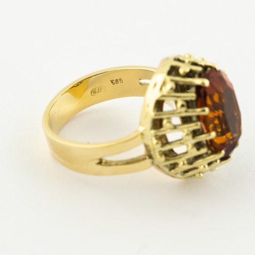 Ring aus 585 Gelbgold mit Citrin, nachhaltiger second hand Schmuck perfekt aufgearbeitet