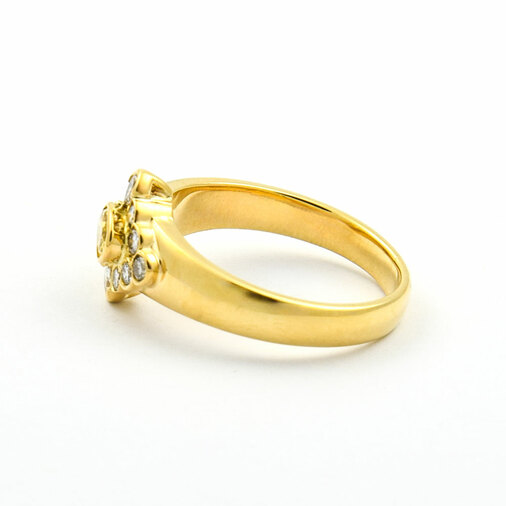 Diamantring aus 750 Gelbgold mit Brillant, nachhaltiger second hand Schmuck perfekt aufgearbeitet
