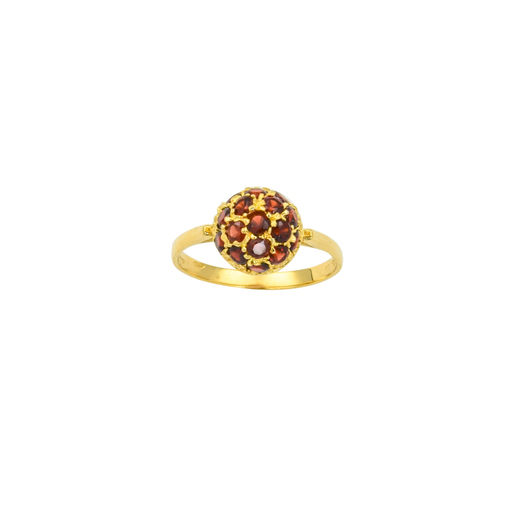 Ring aus 750 Gelbgold mit Granat, nachhaltiger second hand Schmuck perfekt aufgearbeitet