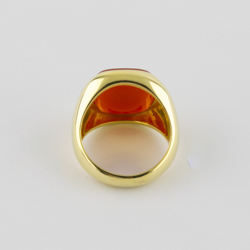 Ring aus 585 Gelbgold mit Karneol, hochwertiger second hand Schmuck perfekt aufgearbeitet