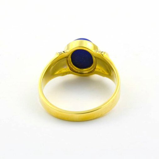 Ring aus 585 Gelbgold mit Lapislazuli und Brillant, nachhaltiger second hand Schmuck perfekt aufgearbeitet