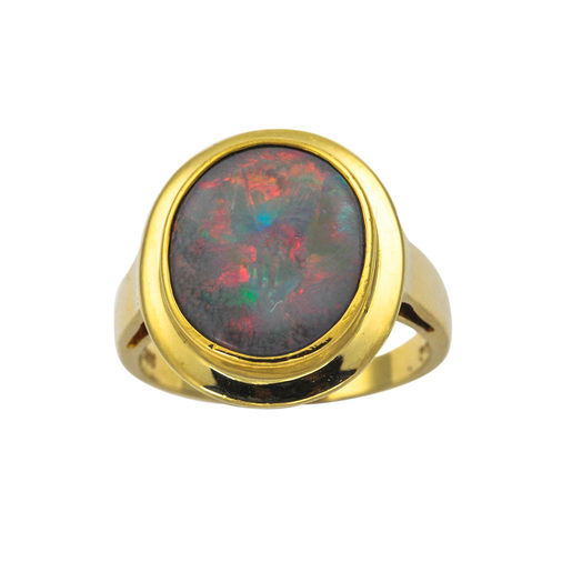 Ring aus 585 Gelbgold mit Opal, hochwertiger second hand Schmuck perfekt aufgearbeitet